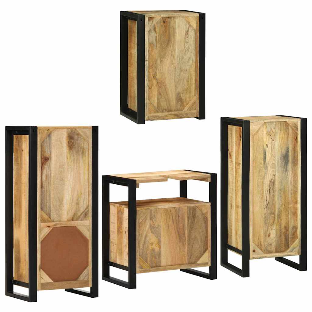 vidaXL Bathroom Furniture Set 4 pcs Brown Soild Mango Wood