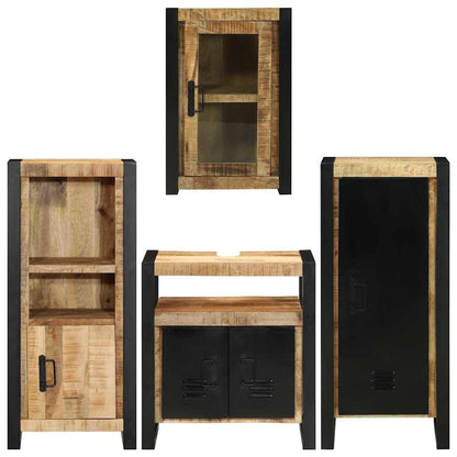 vidaXL Bathroom Furniture Set 4 pcs Brown Soild Mango Wood
