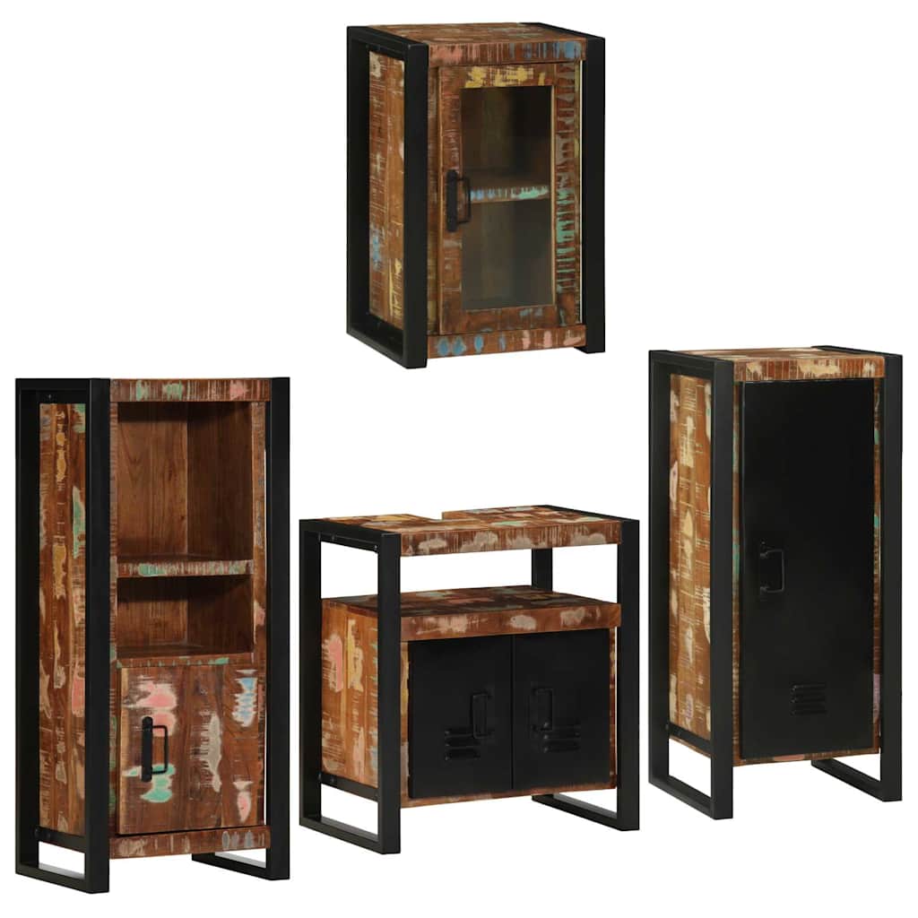 vidaXL Bathroom Furniture Set 4 pcs Multicolour Solid Reclaimed Wood