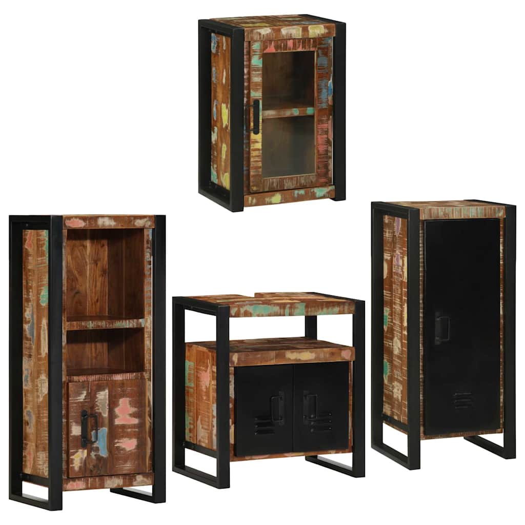 vidaXL Bathroom Furniture Set 4 pcs Multicolour Solid Reclaimed Wood