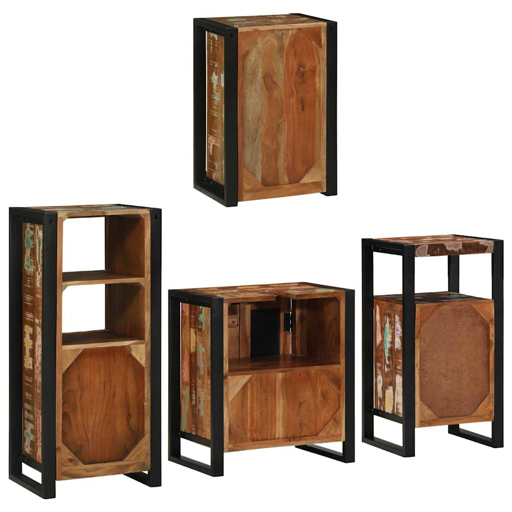 vidaXL Bathroom Furniture Set 4 pcs Multicolour Solid Reclaimed Wood
