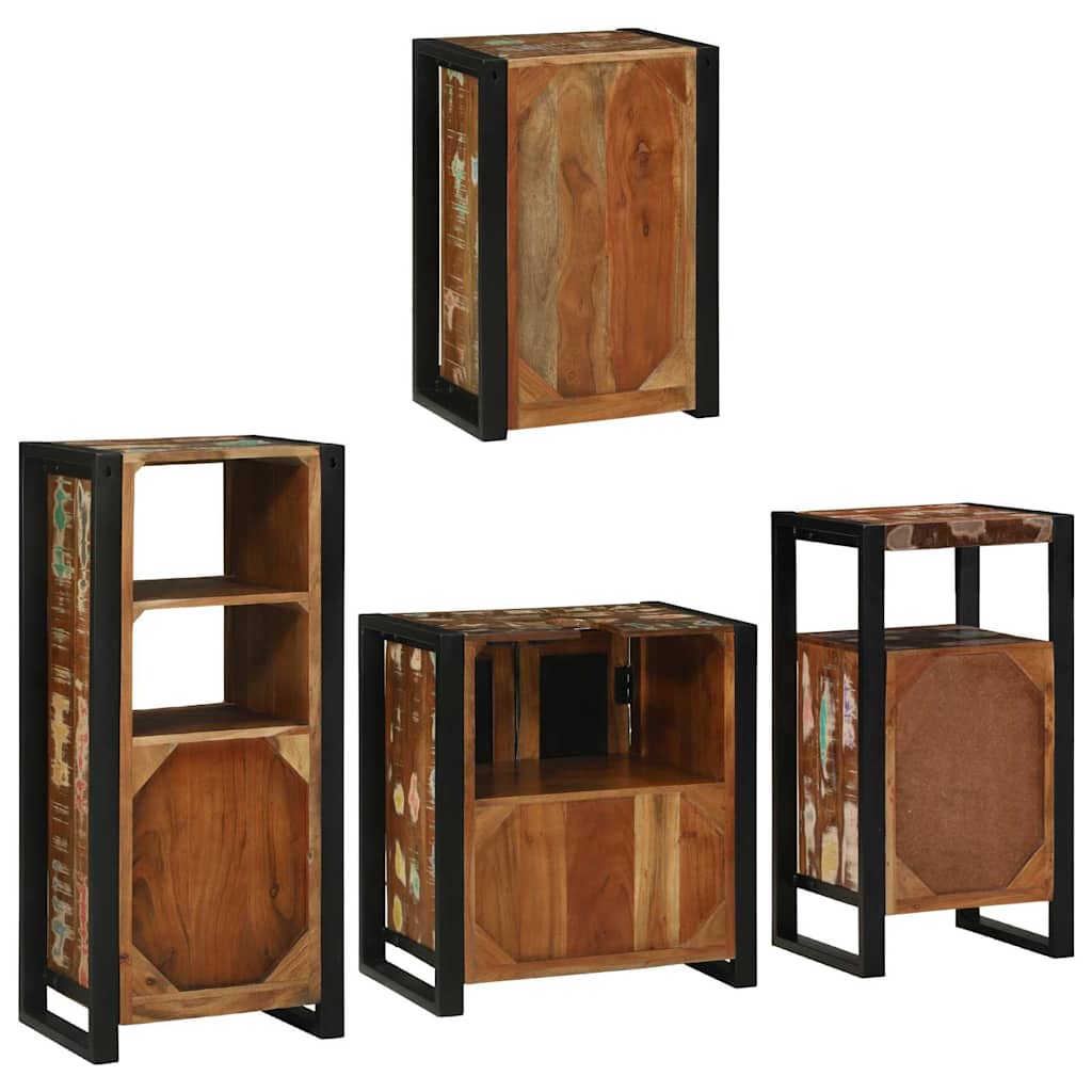 vidaXL Bathroom Furniture Set 4 pcs Multicolour Solid Reclaimed Wood