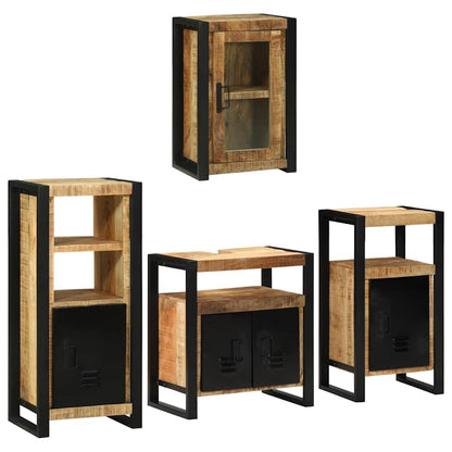 vidaXL Bathroom Furniture Set with Door 4 pcs Brown Solid Mango Wood
