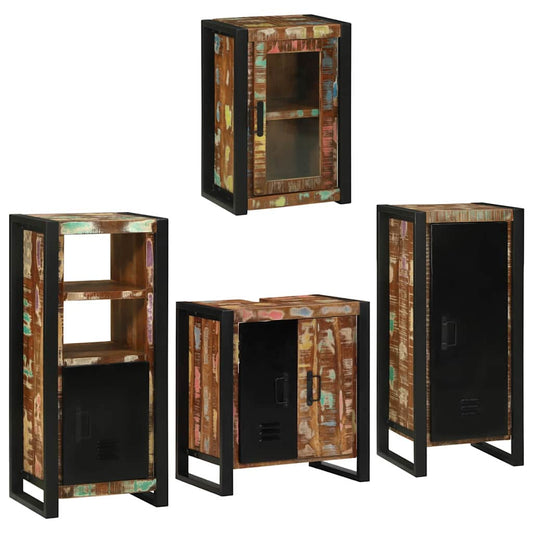 vidaXL Bathroom Furniture Set 4 pcs Multicolour Solid Reclaimed Wood