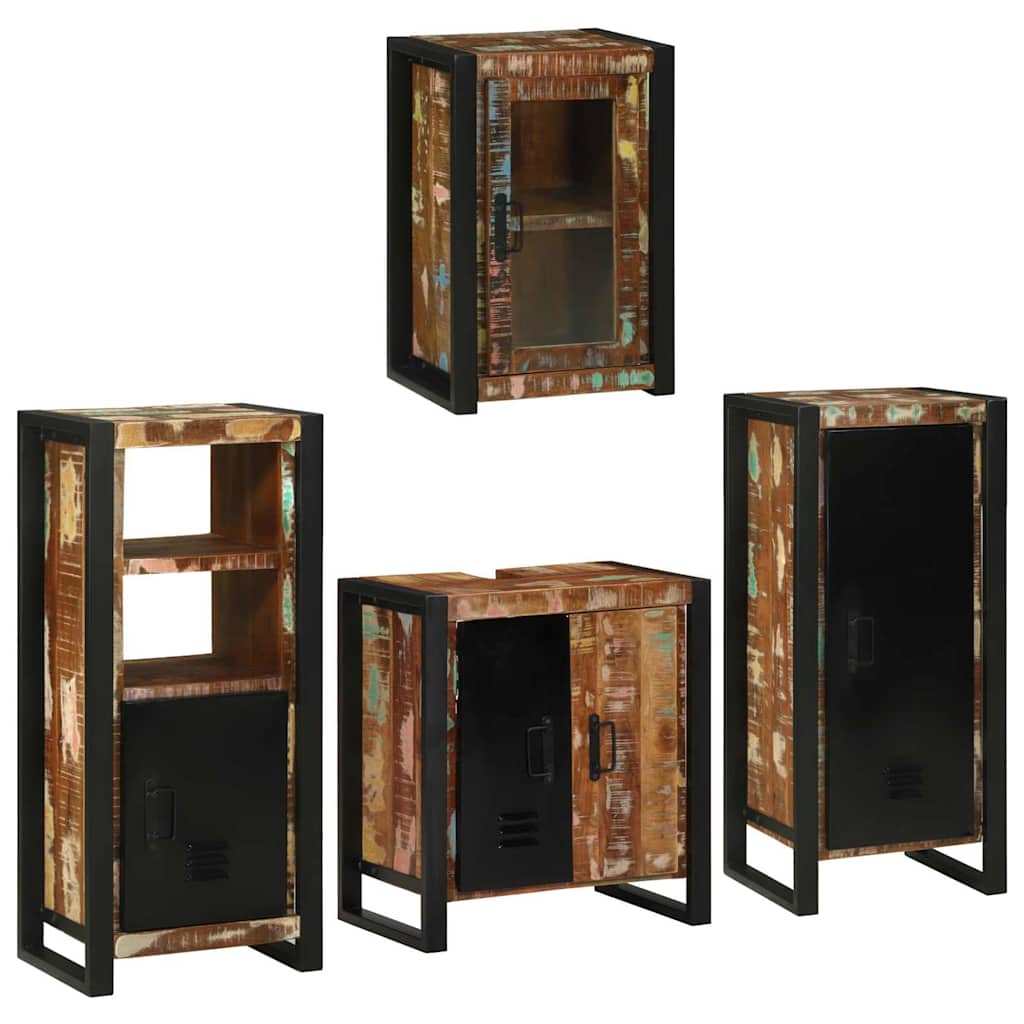 vidaXL Bathroom Furniture Set 4 pcs Multicolour Solid Reclaimed Wood