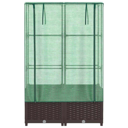 vidaXL Raised Bed with Greenhouse Cover Rattan Look 80x40x138 cm