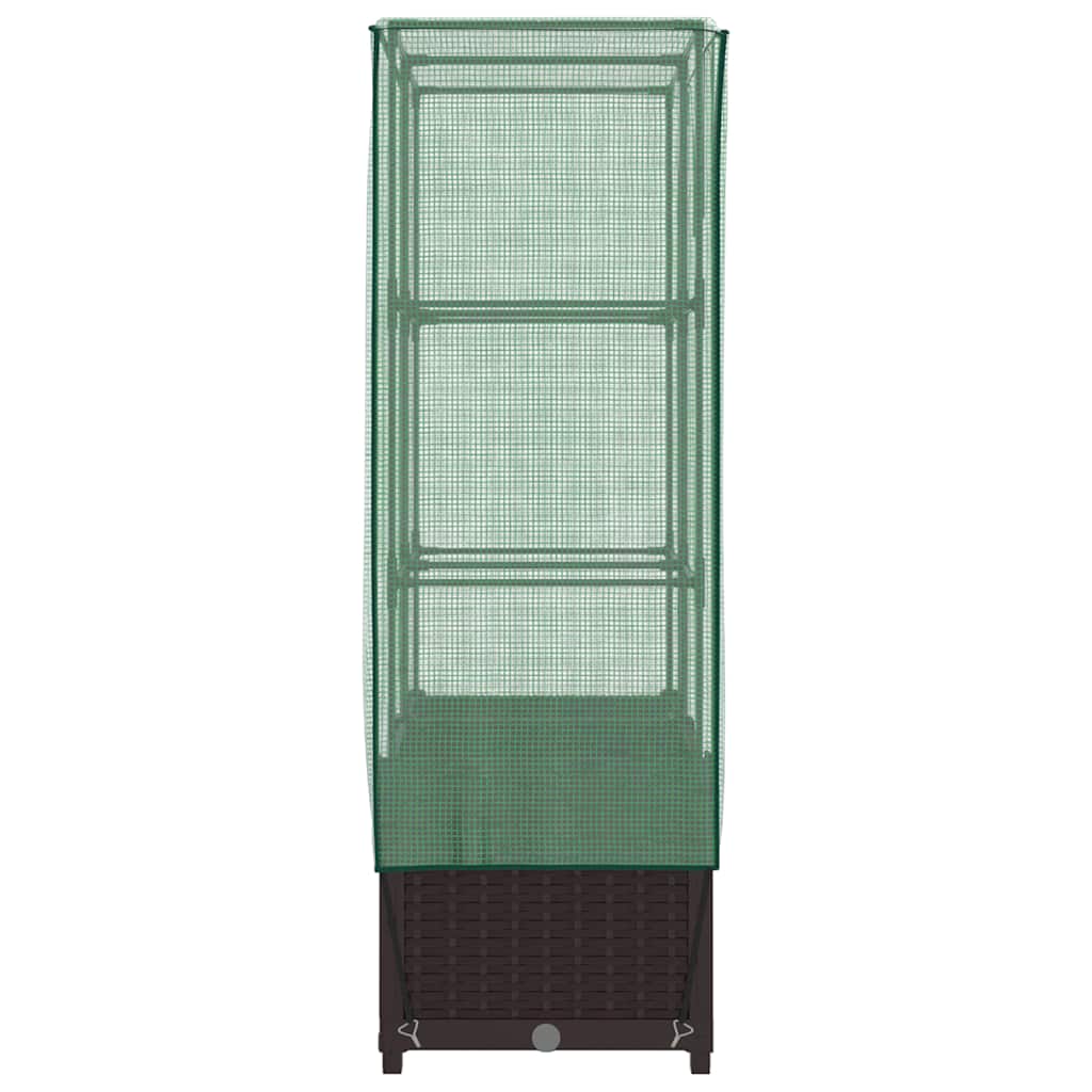 vidaXL Raised Bed with Greenhouse Cover Rattan Look 80x40x138 cm
