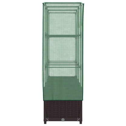 vidaXL Raised Bed with Greenhouse Cover Rattan Look 120x40x138 cm