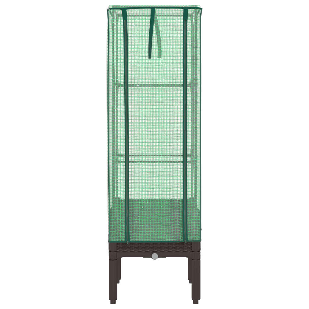 vidaXL Raised Bed with Greenhouse Cover Rattan Look 40x40x140 cm