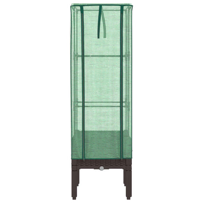 vidaXL Raised Bed with Greenhouse Cover Rattan Look 40x40x140 cm