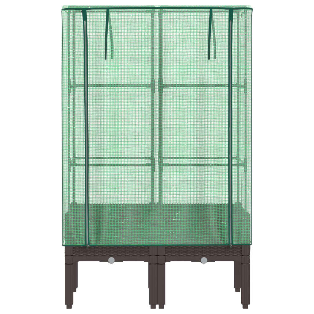 vidaXL Raised Bed with Greenhouse Cover Rattan Look 80x40x140 cm