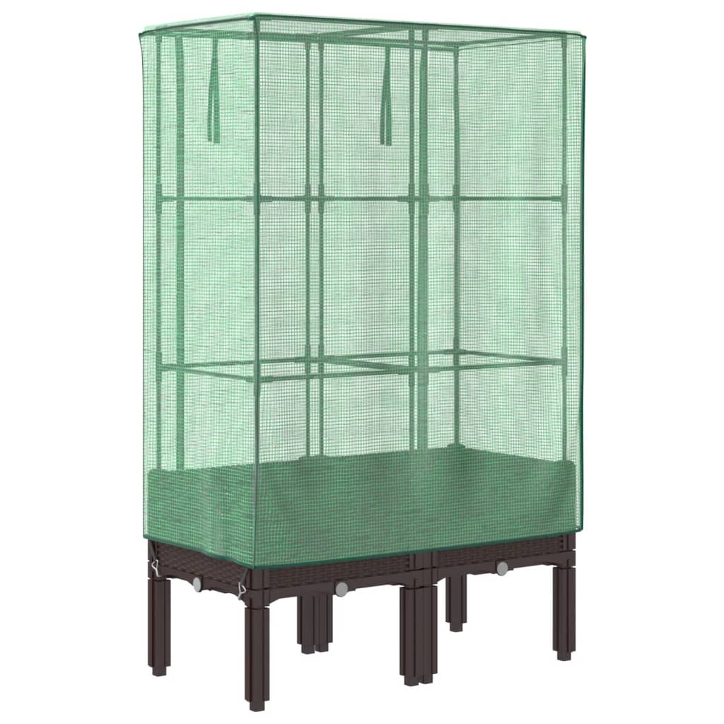 vidaXL Raised Bed with Greenhouse Cover Rattan Look 80x40x140 cm