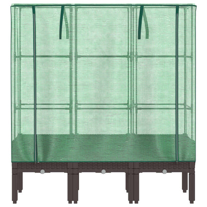 vidaXL Raised Bed with Greenhouse Cover Rattan Look 120x40x140 cm