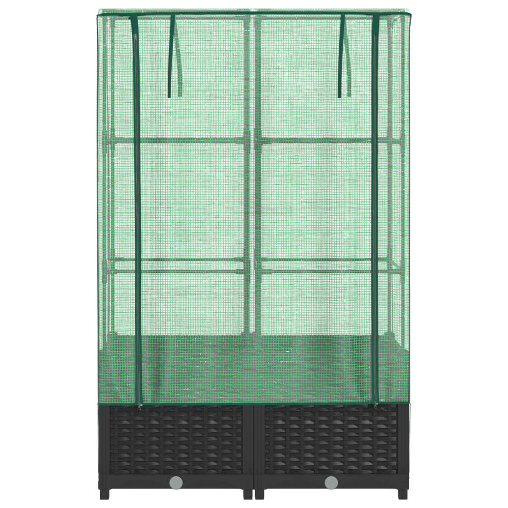 vidaXL Raised Bed with Greenhouse Cover Rattan Look 80x40x138 cm