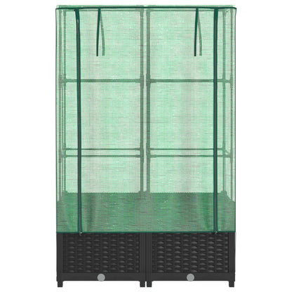 vidaXL Raised Bed with Greenhouse Cover Rattan Look 80x40x138 cm