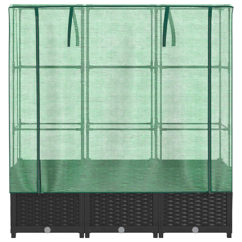 vidaXL Raised Bed with Greenhouse Cover Rattan Look 120x40x138 cm