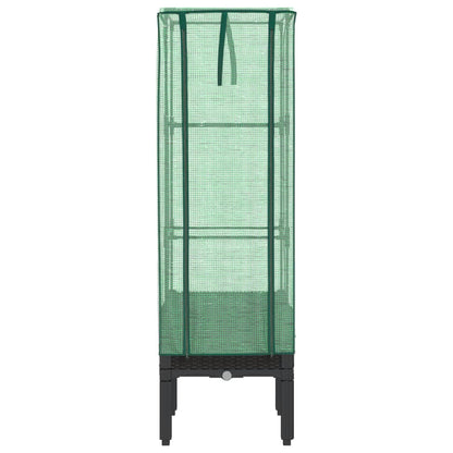 vidaXL Raised Bed with Greenhouse Cover Rattan Look 40x40x140 cm