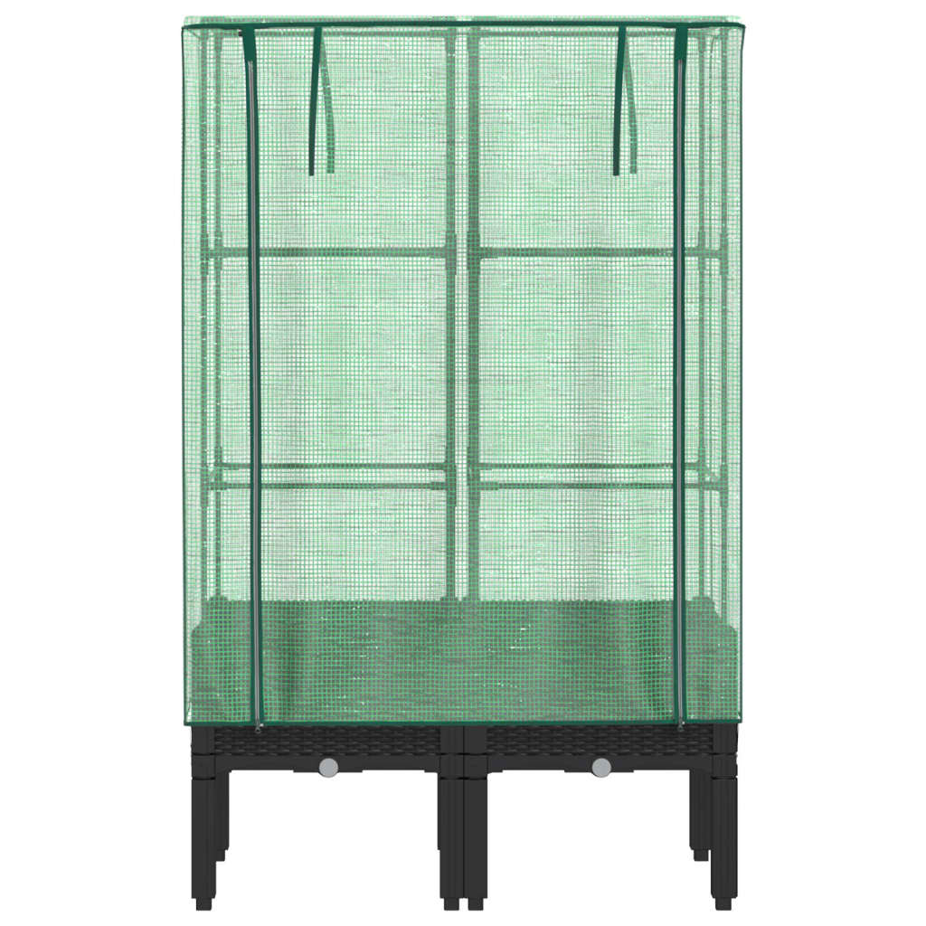 vidaXL Raised Bed with Greenhouse Cover Rattan Look 80x40x140 cm
