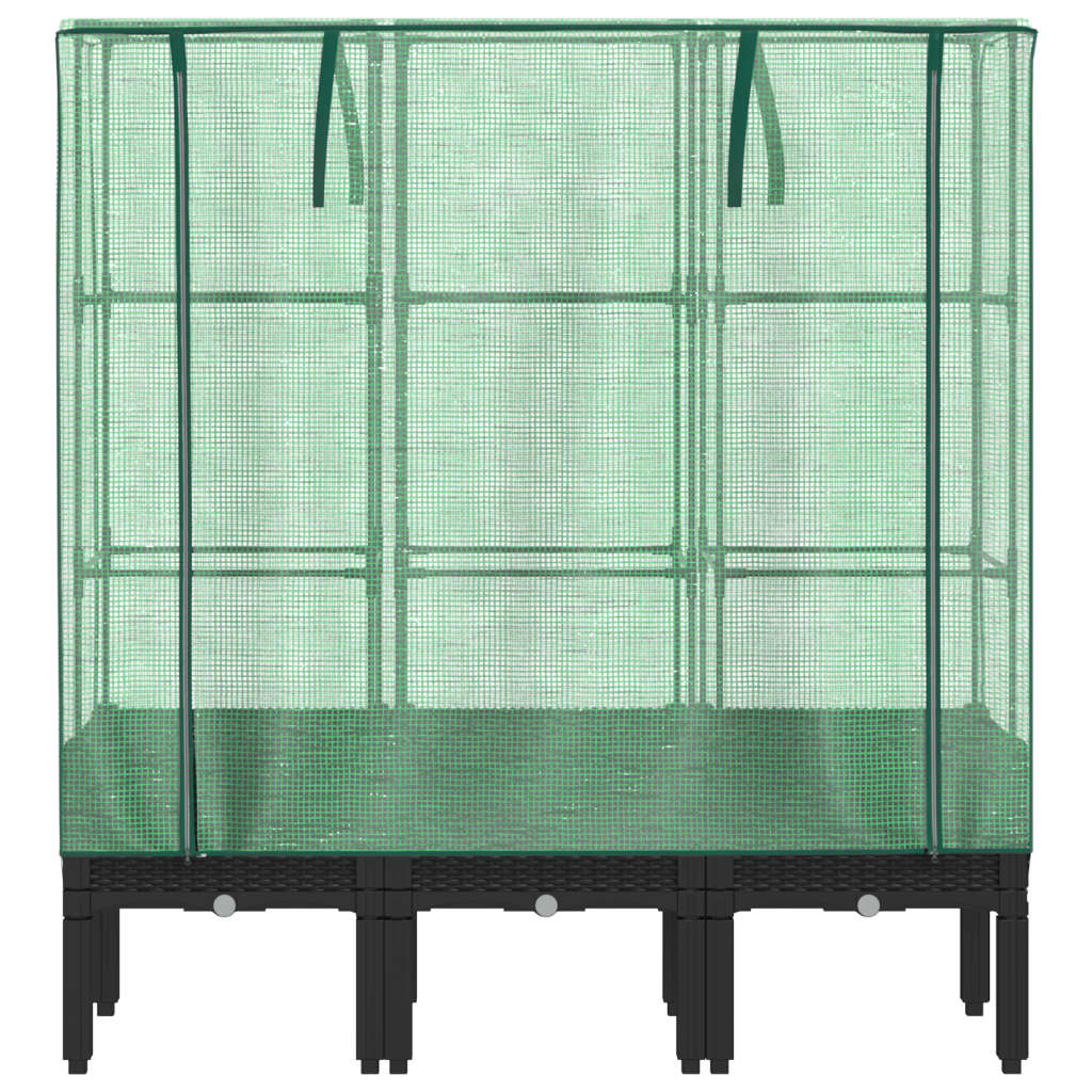vidaXL Raised Bed with Greenhouse Cover Rattan Look 120x40x140 cm
