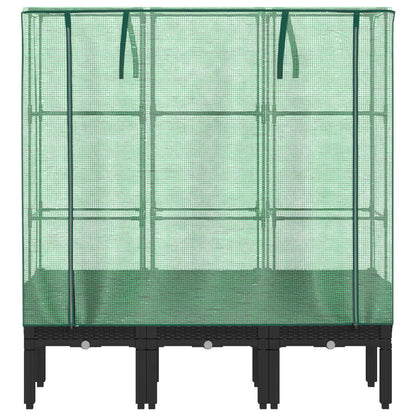 vidaXL Raised Bed with Greenhouse Cover Rattan Look 120x40x140 cm