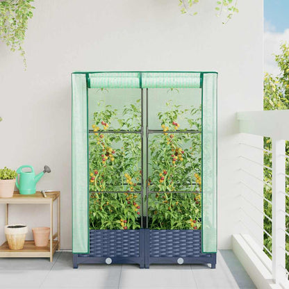 vidaXL Raised Bed with Greenhouse Cover Rattan Look 80x40x123 cm