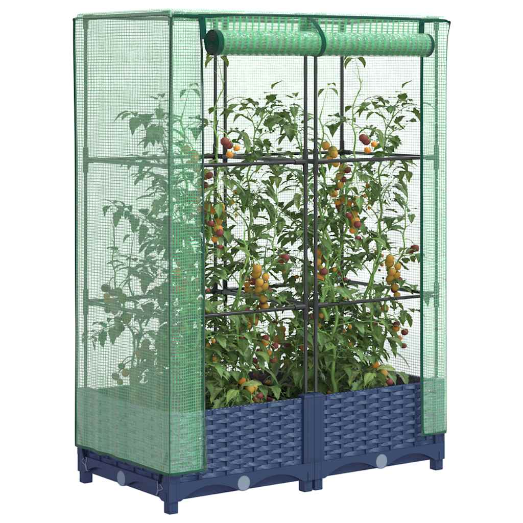 vidaXL Raised Bed with Greenhouse Cover Rattan Look 80x40x123 cm