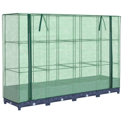 vidaXL Raised Bed with Greenhouse Cover Rattan Look 160x40x123 cm
