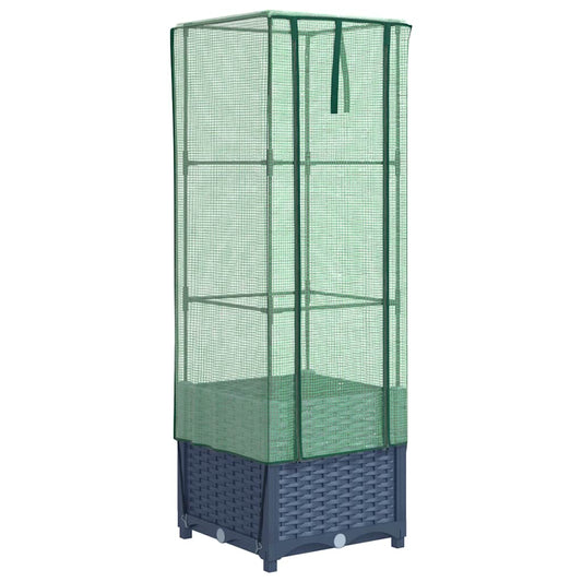 vidaXL Raised Bed with Greenhouse Cover Rattan Look 40x40x139 cm