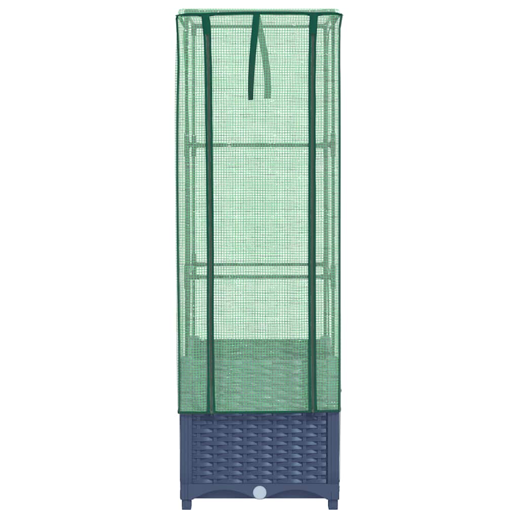 vidaXL Raised Bed with Greenhouse Cover Rattan Look 40x40x139 cm