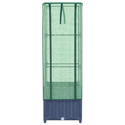 vidaXL Raised Bed with Greenhouse Cover Rattan Look 40x40x139 cm