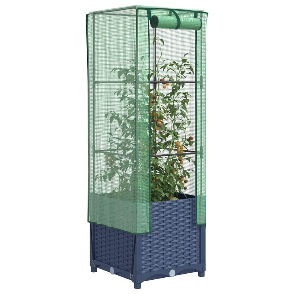 vidaXL Raised Bed with Greenhouse Cover Rattan Look 40x40x139 cm