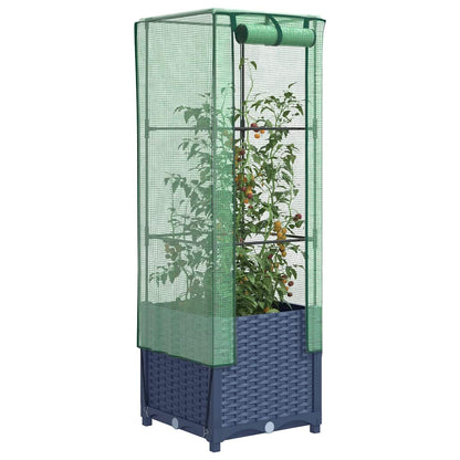 vidaXL Raised Bed with Greenhouse Cover Rattan Look 40x40x139 cm