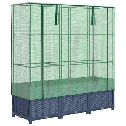 vidaXL Raised Bed with Greenhouse Cover Rattan Look 120x40x138 cm