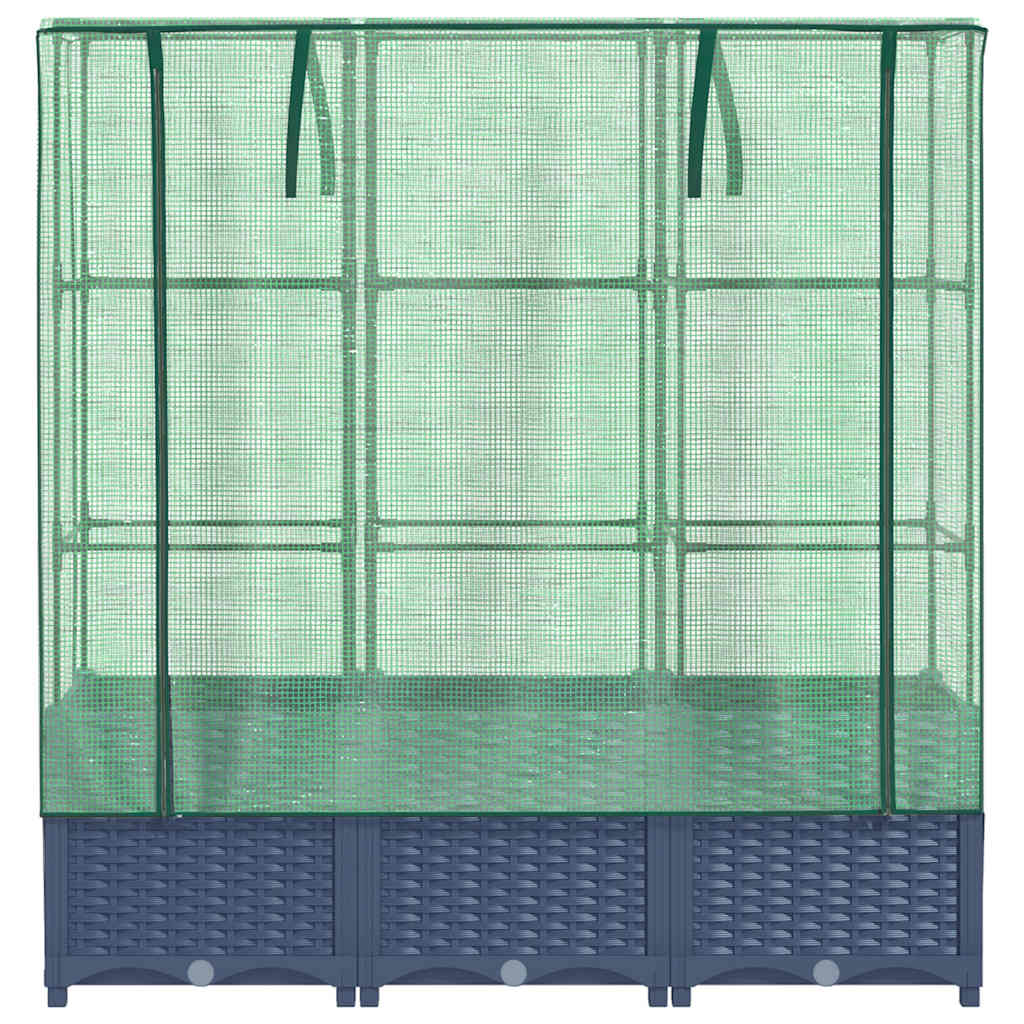vidaXL Raised Bed with Greenhouse Cover Rattan Look 120x40x138 cm