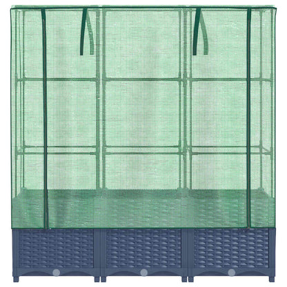 vidaXL Raised Bed with Greenhouse Cover Rattan Look 120x40x138 cm