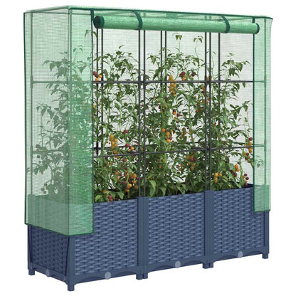 vidaXL Raised Bed with Greenhouse Cover Rattan Look 120x40x138 cm