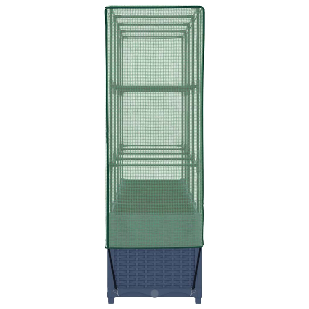 vidaXL Raised Bed with Greenhouse Cover Rattan Look 160x40x138 cm