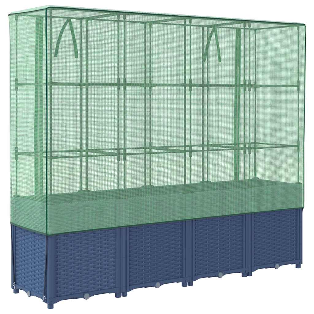 vidaXL Raised Bed with Greenhouse Cover Rattan Look 160x40x153 cm