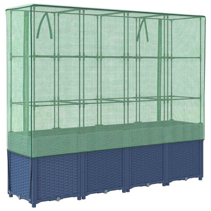 vidaXL Raised Bed with Greenhouse Cover Rattan Look 160x40x153 cm