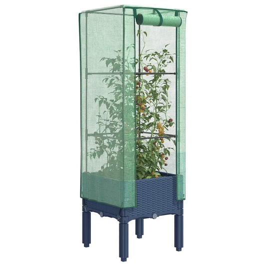 vidaXL Raised Bed with Greenhouse Cover Rattan Look 40x40x140 cm