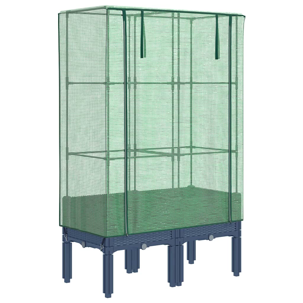 vidaXL Raised Bed with Greenhouse Cover Rattan Look 80x40x140 cm