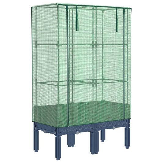 vidaXL Raised Bed with Greenhouse Cover Rattan Look 80x40x140 cm