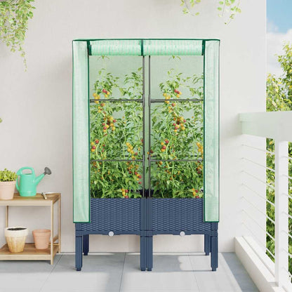 vidaXL Raised Bed with Greenhouse Cover Rattan Look 80x40x140 cm