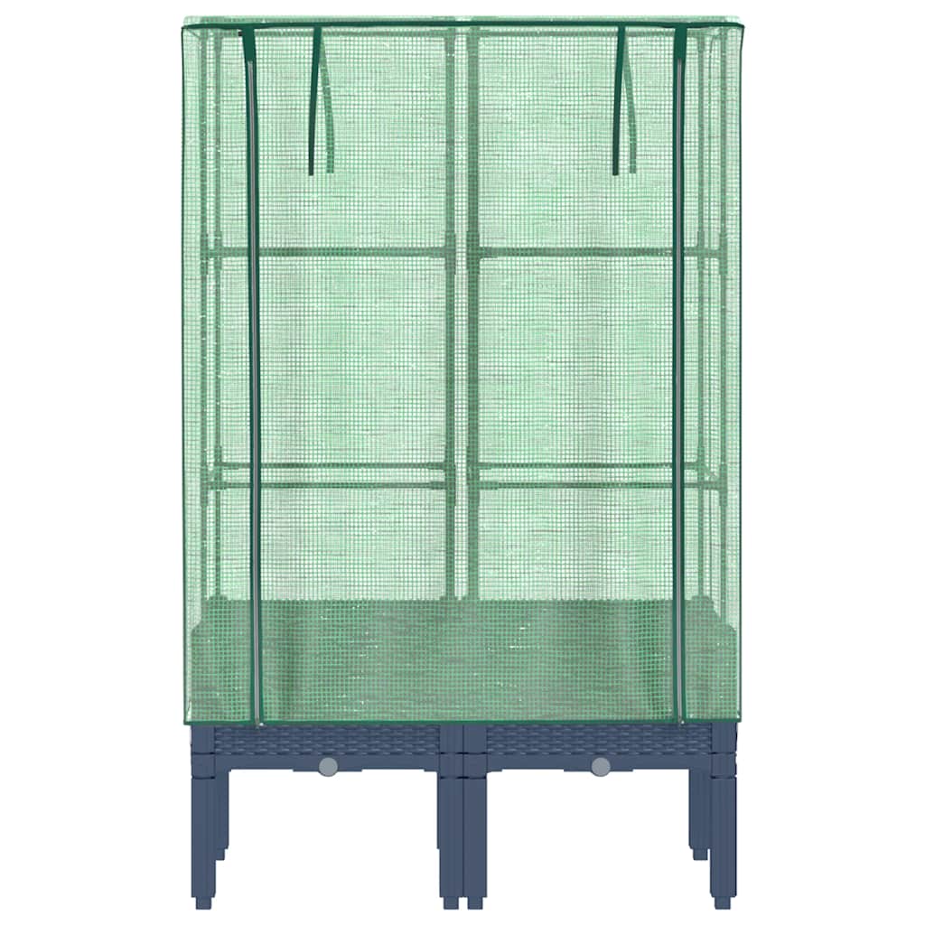 vidaXL Raised Bed with Greenhouse Cover Rattan Look 80x40x140 cm