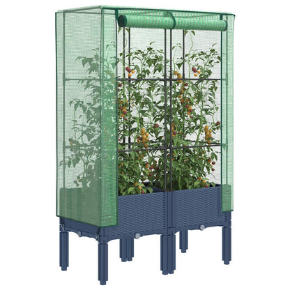 vidaXL Raised Bed with Greenhouse Cover Rattan Look 80x40x140 cm
