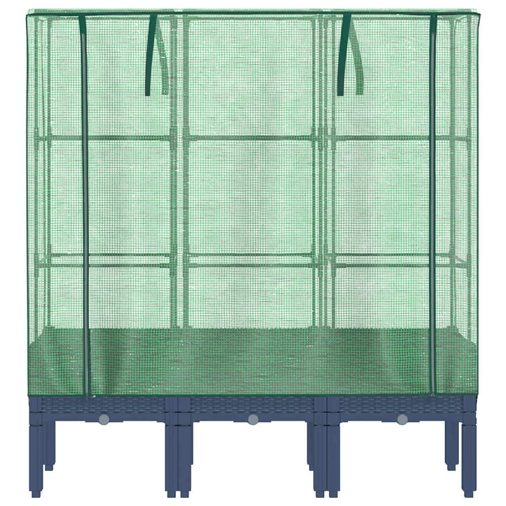 vidaXL Raised Bed with Greenhouse Cover Rattan Look 120x40x140 cm