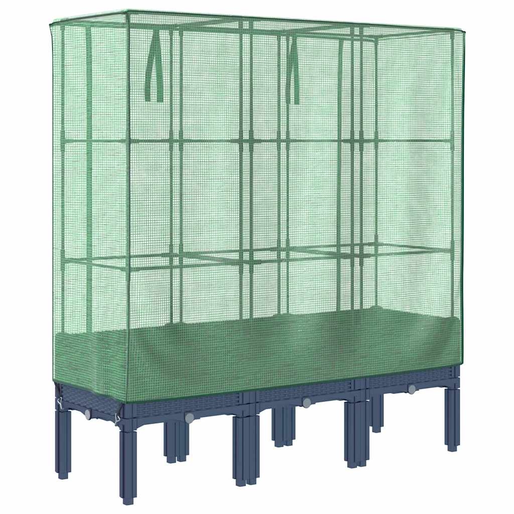 vidaXL Raised Bed with Greenhouse Cover Rattan Look 120x40x140 cm
