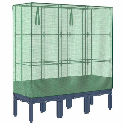 vidaXL Raised Bed with Greenhouse Cover Rattan Look 120x40x140 cm
