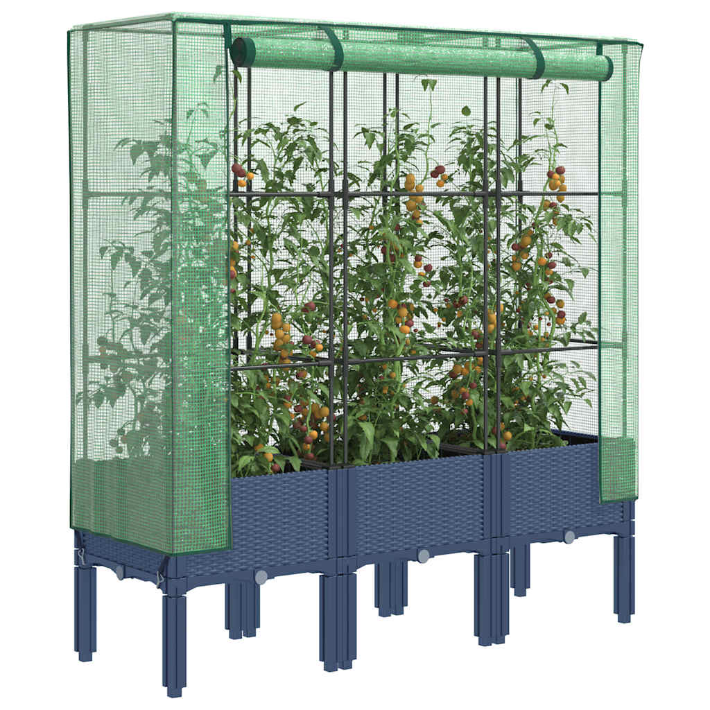 vidaXL Raised Bed with Greenhouse Cover Rattan Look 120x40x140 cm
