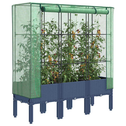 vidaXL Raised Bed with Greenhouse Cover Rattan Look 120x40x140 cm